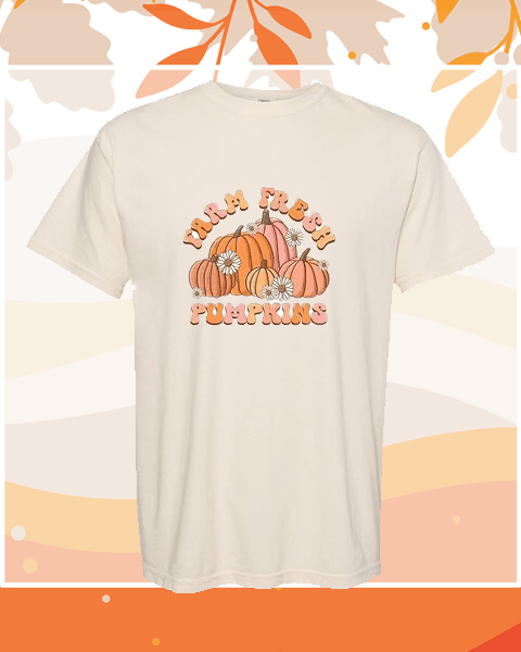 Comfort Colors Large Fall Graphic Tee Pumpkin Print
