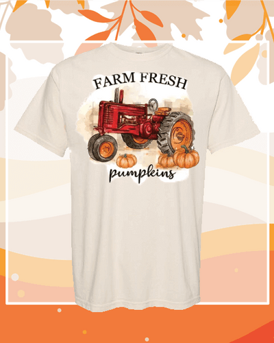 Comfort Colors Large Fall Pumpkin Tractor Shirt