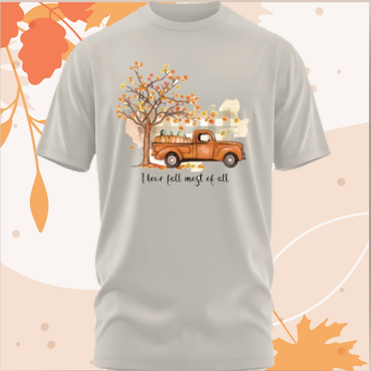 Comfort Colors Small Fall Shirt "I love fall most of all"