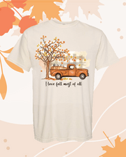 Comfort Colors Small Fall Shirt "I love fall most of all"